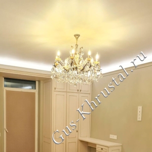 Люстра Бронзовая 017 (с чашами) 8 ламп - фото в интерьере